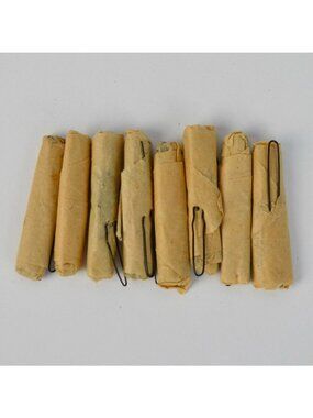 Vintage Rolled Paper Wrapped Hairpins Set Of 8